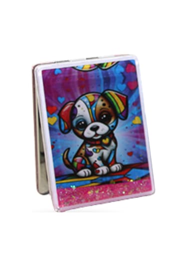 Büro Ev Ofis Kişisel Hediyesi İçin Hareketli Sulu Köpek Figürlü El Aynası Çok Renkli