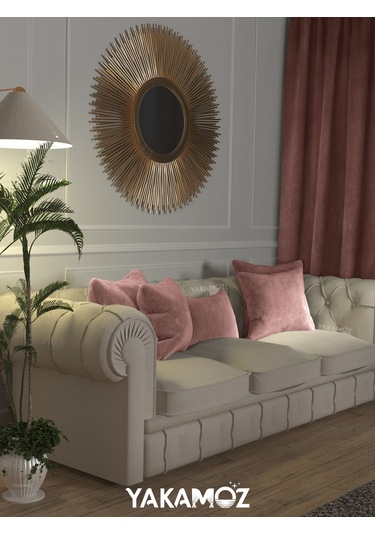 Br Yakamoz Tatlı Pembe Kırlent , Yastık Kılıfı Kadife Görünümlü Velvet Touch Serisi Tatlı Pembe