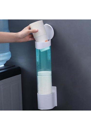 Siyah Kağıt Bardak Dağıtıcı Duvara Montaj Çekme Tipi Toz Geçirmez Kapak Tek Kullanımlık Plastik Su Bardağı Depolama Tutucu