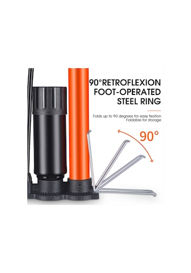 Ximistore9 Ev Tipi Dikey El Pompa, 160psı Yüksek Basınç, Basınç Göstergesi, 3 Valf, Bisiklet-elektrikli Araç-top Lastikleri İçin Çelik Konstrüksiyon