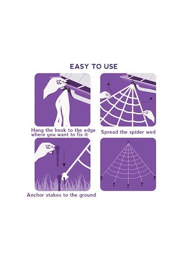 Qingmipy Halloween Dekorasyon Seti: 5 Metre Örgü Ağı, 50 İnç Sahte Örümcek, Halka Ve Tırnaklar İle Gerçekçi Korku Efekti