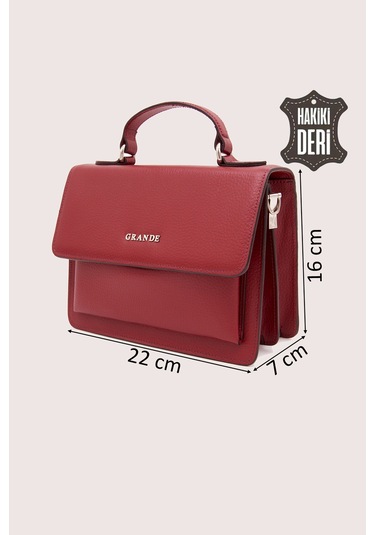 Hakiki Deri Kadın El Çantası Kırmızı Smr9022 Kırmızı