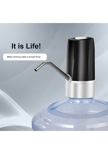 Kosona Usb Şarjlı Su Pompa Dispenseri - Dış/iç Kullanım, Dokunmatik Kontrol, 304 Çelik Çıkış Borusu, Siyah-gümüş