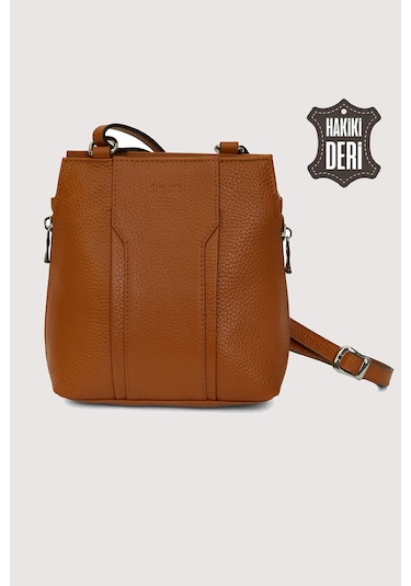 Hakiki Deri Kadın Deri Omuz Çantası Taba Smr562 Taba