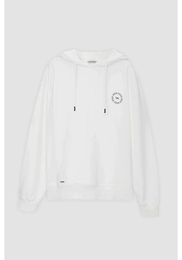 D's Damat Relaxed Fit Ekru Baskılı Sweatshirt 3ECE24ORT0240 Ekru