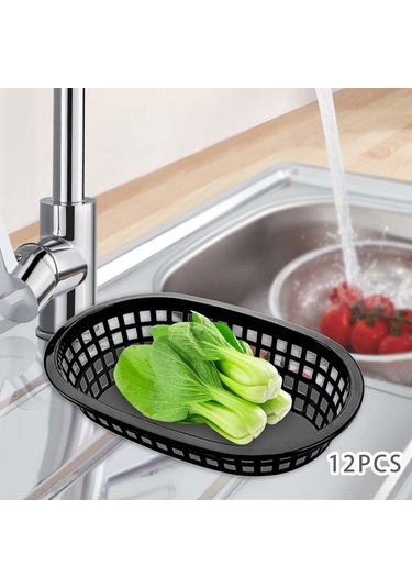 Suntek Restoran Oval Fast Food Sepeti Siyah 12 Adet