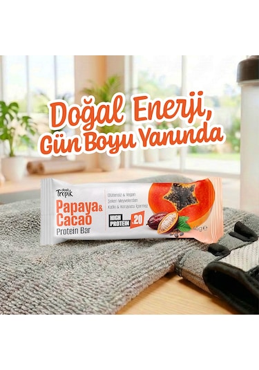 Papaya Ve Kakao Aromalı Protein Bar 45 G Protein İçeren Atıştırmalık Ve Sporcu Barı 5 Adet