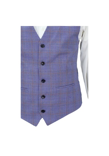 Mentor Regalo Erkek Yelek V Yaka Mavi Ekose 50657