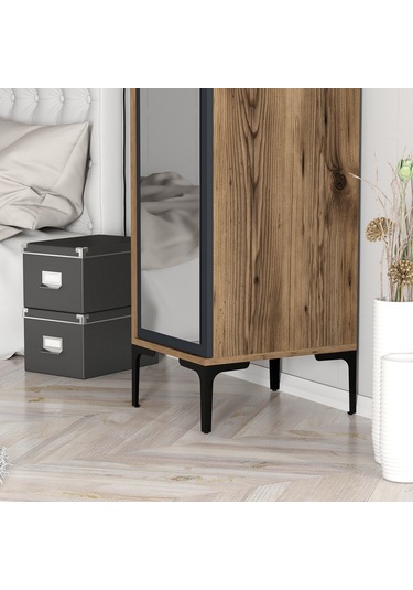 Variant Kumsal 1 Kapılı R Gardrop - Ceviz / Antrasit