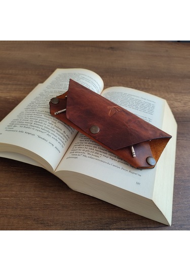 Sumerian Leather Craft Deri Gözlük Kılıfı Taba