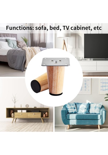 4 Adet 8 Cm Masif Ahşap Dolap Ayak Desteği Ahşap Mobilya Ayakları, Montaj Plakası, Vidalar Ve Sabit Plaka İle Masif Ahşap Yedek Ayaklar Diğer