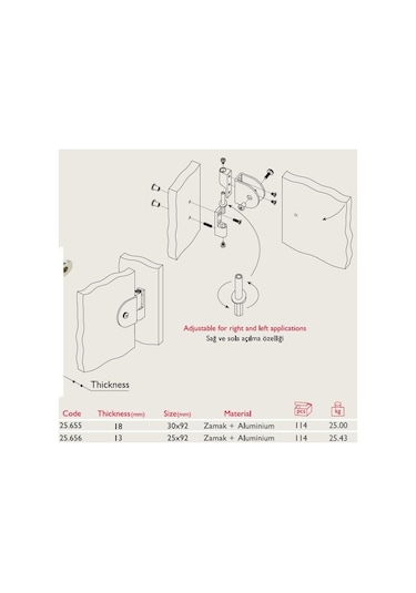 Kabin Menteşesi 13mm 25.656