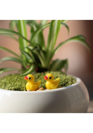 Sones Adet Mini Bebek Evi Aksesuarları Reçine Üç Boyutlu Küçük Sarı Ördek Bitki Dekorasyonu