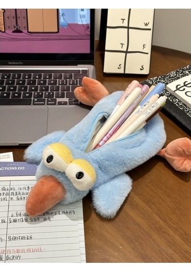 Pembe Lala Kuş Kalem Çantası Peluş Bebek Yaratıcı Kırtasiye Kalem Çantası Kırtasiye Kutusu Öğrenci Depolama Wlqeca Bej - Açık Mavi