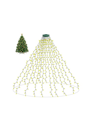 Hfambition 400 Ledli Islak Beyaz Halka Aydınlatması - 2m X 16 Hat, 8 Işıklı Mod, Dışarı/içeri Kullanım, Avrupalı Standart Noel Ağaç Dekorasyonu Sarı