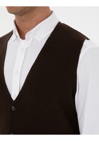 Pierre Cardin Erkek Koyu Kahverengi Yelek Triko 50317313-vr084 Koyu Kahverengi