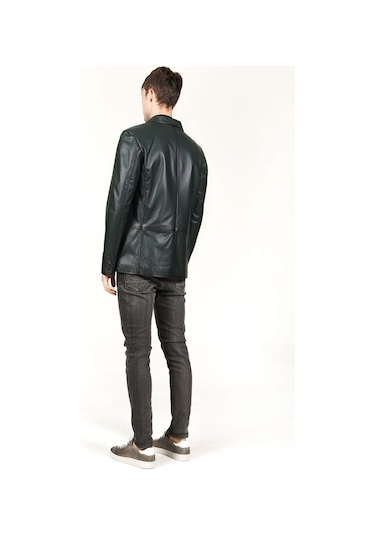 Dericlub E2246 Gerçek Deri Erkek Blazer Ceket-Yeşil