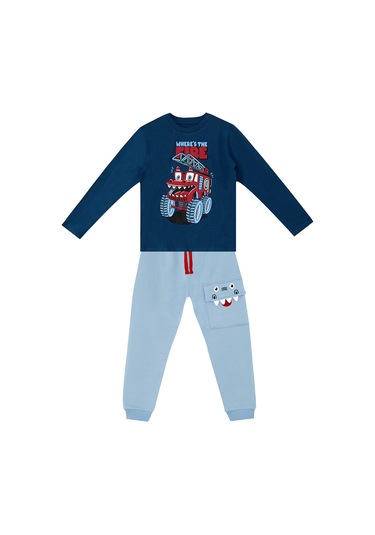 Denokids Canavar İtfaiye Erkek Çocuk T-shirt Pantolon Takım Çok Renkli