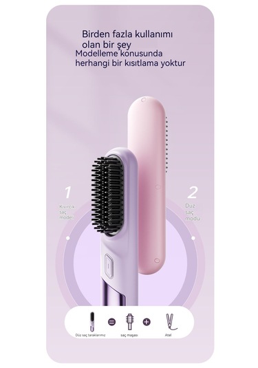 Mini Şarjlı Düzleştirme Tarak Negatif İyon Saç Bakımı-siyah