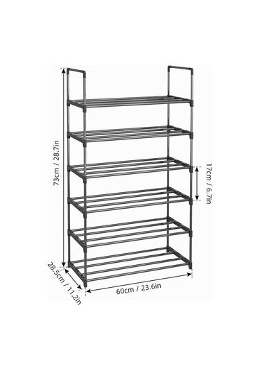 Jms Ayakkabı Rafı 4 Katlı -6 Katlı Ayakkabı Organizatörü Metal Ayakkabı Saklama Siyah