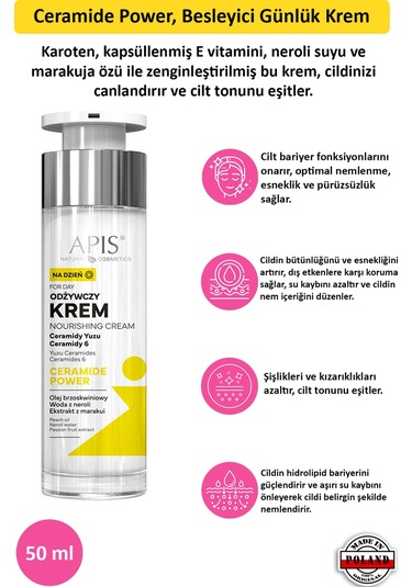 Apis Natural Ceramide Power Besleyici Günlük Cilt Bakım Kremi 50 ML