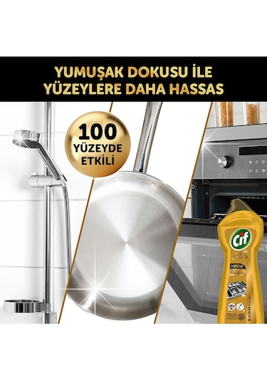Cif Krem Yüzey Temizleyici Altın Işıltısı Amber Kokulu 4 x 750 ML