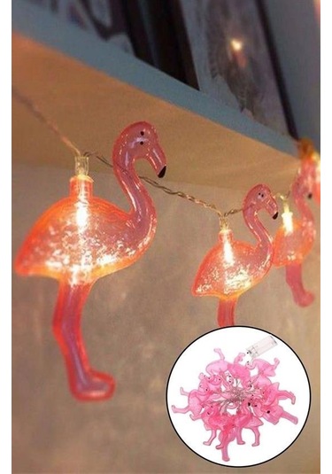 Seçkin Trend 10lu Pilli Led Flamingo Dekoratif Işık Zinciri Aydınlatma 1,5 Mt Çok Renkli