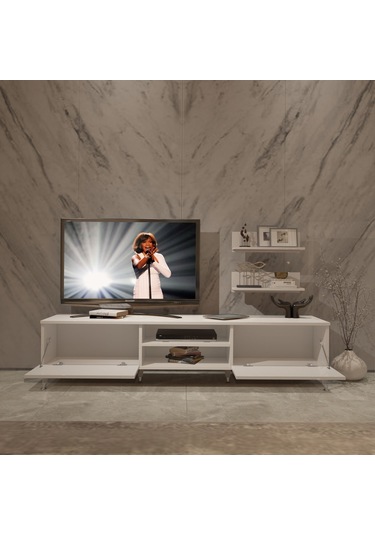 Decoraktiv Eko 4 Slm Dvd Silver Tv Ünitesi Tv Sehpası Beyaz