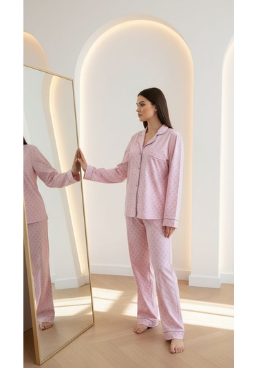 Divinus Ayıcık Desenli Pembe Kadın Pijama Takımı Pembe