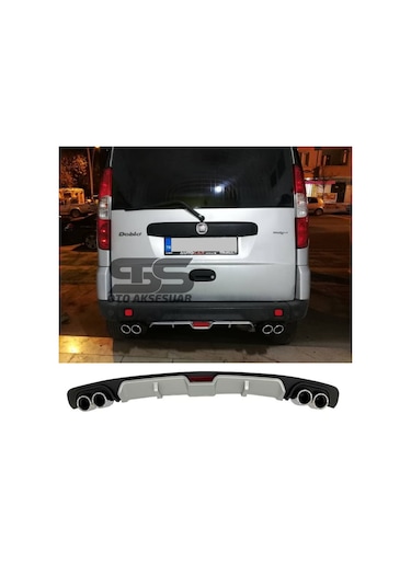 Fiat Doblo D2 Difüzör Arka Tampon Eki 4 Egzoz Çıkışlı Gri