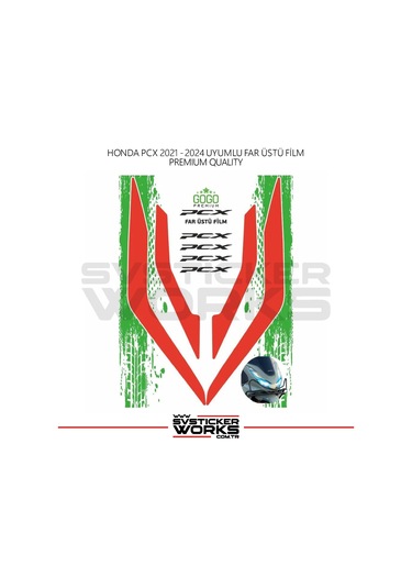 Honda Pcx Far Filmi Sticker Şeffaf Folyo 2021 - 2024 İnce Model Kırmızı