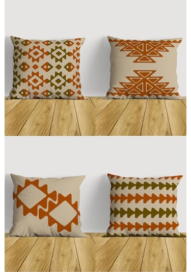 Belle Benoit Baskılı Dekoratif 4'lü Koltuk Kırlent Kılıfı Desen14