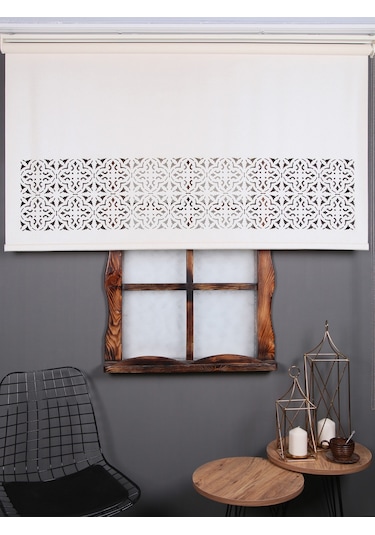 Lazer Stor Perde - Otantik Desen - Kalın Mat Model Krem