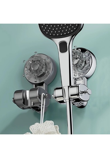 Globalbloom Siyah Ayarlanabilir Vantuzlu Duş Başlığı Askısı Delme İhtiyacı Yok Döner Askılı Siyah