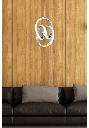 Modern Tekli Sarkıt Power Led Avize Krom Beyaz Işık Ledli Avize Krom