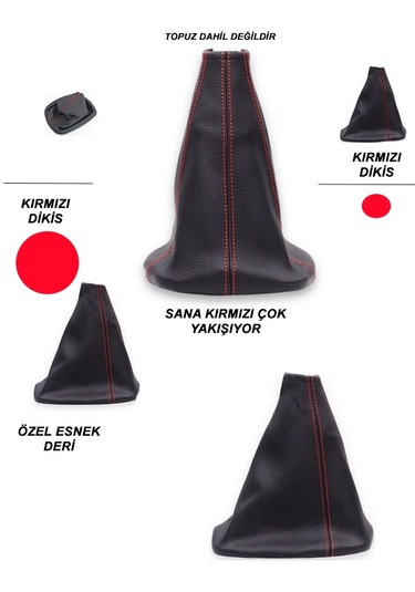 Volkswagen Passat B5 Uyumlu Araç,araba,oto Vites Körüğü Kırmızı Dikiş Skoda Superb