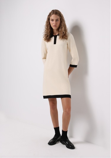 Colins Regular Fit Düz Kadın Ekru ¾ Kol Elbise Cl1076182 Q1.v1 Ecr Ekru Colins Regular Fit Düz Kadın Ekru ¾ Kol Elbise Cl1076182 Q1.v1 Ecr Ekru