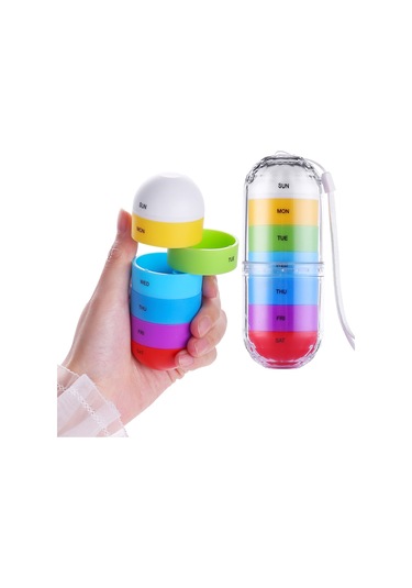 Haftalık Hap Organizatör 7 Gün Hap Kutusu Fincan Durumda Çok Renkli Diğer