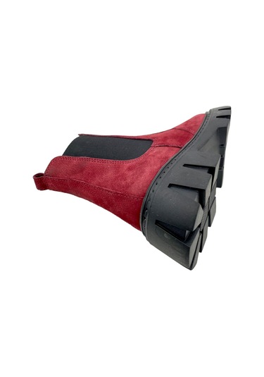 Chelsea Kız Çocuk Deri Kısa Çizme Bordo Nubuk Bordo