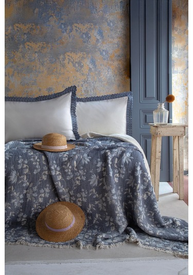 Apricitas Home Marbella İndigo Çift Kişilik Yatak Örtüsü Takımı İndigo