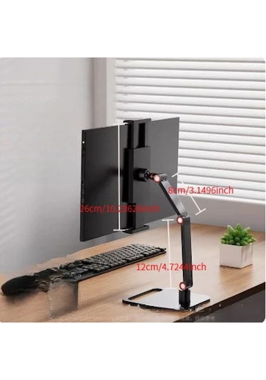 Xuweiwei 43.94cm 3 Bölümlü Yükseltme Modeli Taşınabilir Dikey Ekran Standı Ev Ofisi Kurulumu Modern Masa Ayarlanabilir Yükseklik Laptop Standı