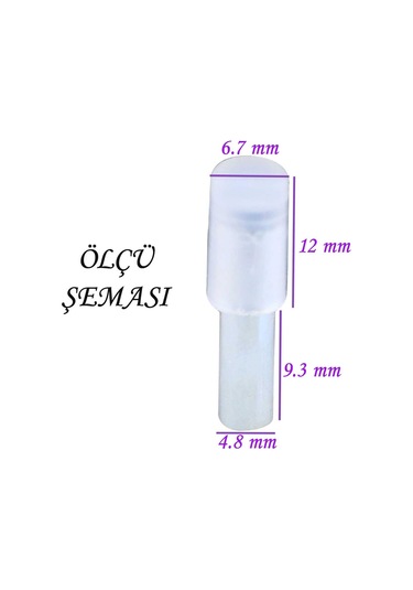 Raf Pimi Plastik Başlı Cam Tutucu Çivisi Mobilya Dolap Pimi Şeffaf 100 Adet