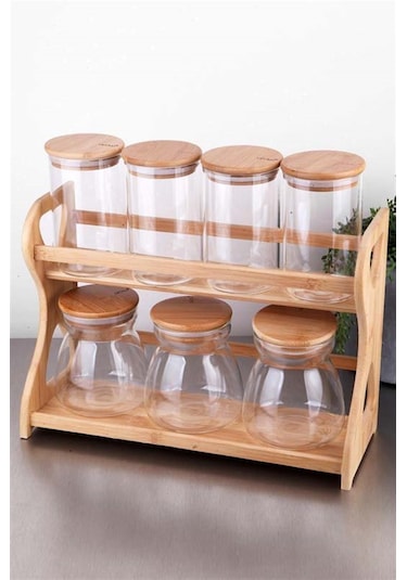 Arow Bambu Cam 7 Parça Baharatlık Takımı Czm-Dc2Tr804