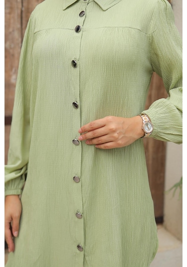 Büzgü Detaylı Tesettür Mint Takım Mint Mint Yeşili