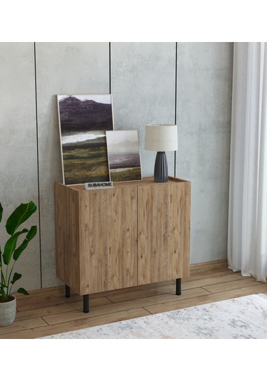 Modern Mdf Çok Amaçlı 80 Cm 2 Kapaklı Ahşap Konsol