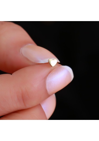 14 Ayar Altın Kalp Tragus Piercing Sarı