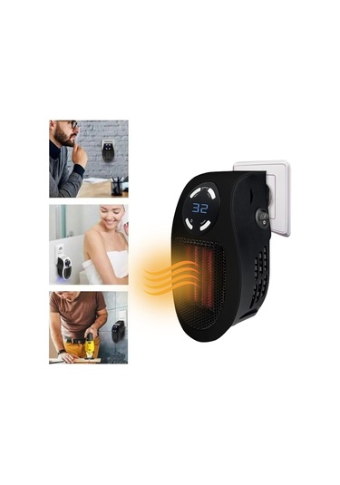 Aubyhe Duvar Tipi Sıcaklık Regülatörlü Ve Zamanlayıcılı 500w Sıcaklıklandırıcı, Seramik Isıtma, Ateşlenme Korumalı, Siyah, Avrupa Standartı