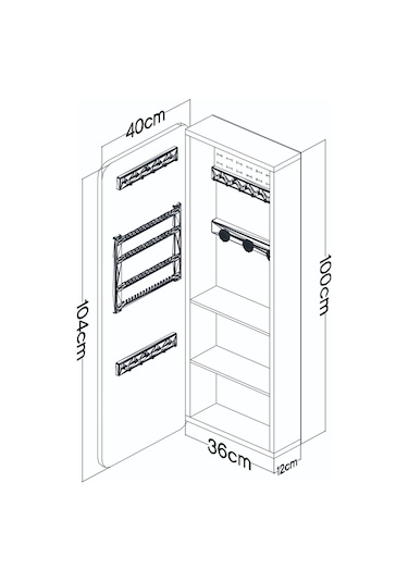 Lune Takı Dolabı Aynalı Çok Amaçlı Hediyelik Takı Dolabı Atlantik Çam Gövde Beyaz Kapak