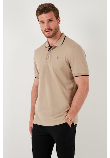 Buratti % 100 Pamuk Düğmeli Regular Fit Erkek Polo Yaka T Shirt 5902118 Vizon
