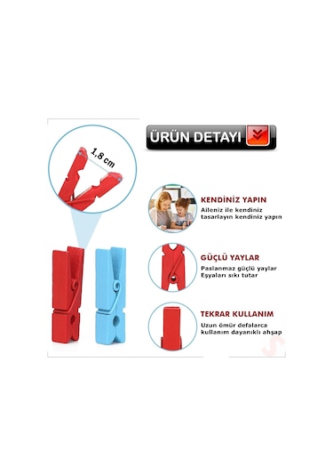 Dekoratif Ahşap Süs Mandalı, 3 Cm X 25 Adet - Çok Renkli 1+